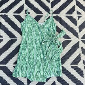 Gianni Bini Tropical Green Wrap Romper Size Small